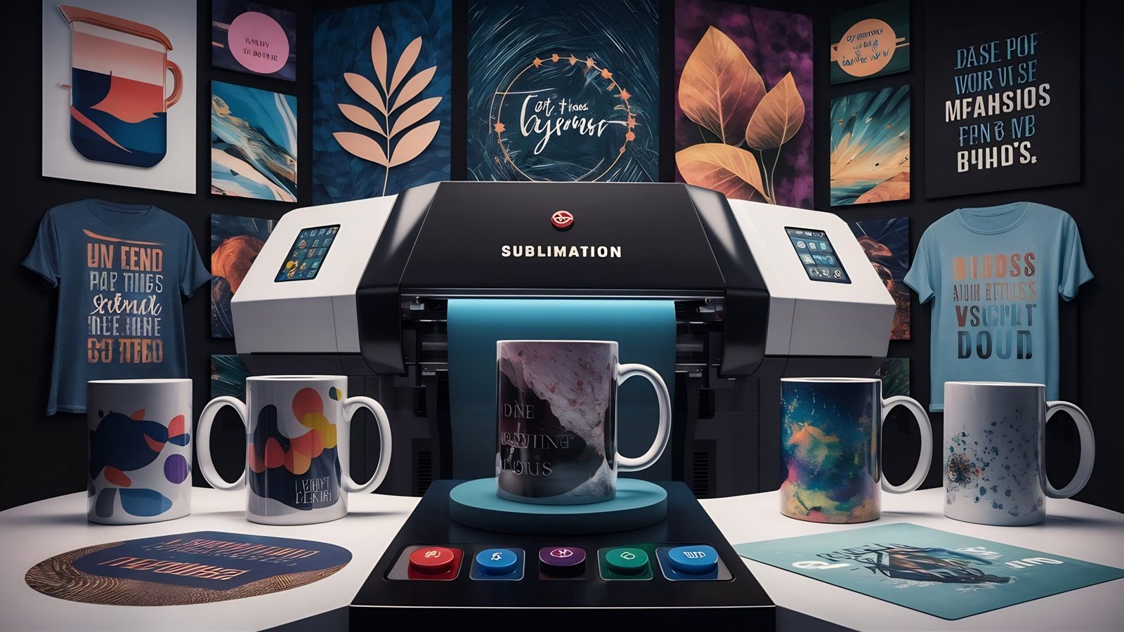 machine-sublimation-designs-mugs-t-shirts-advertising-graphic-design-concept